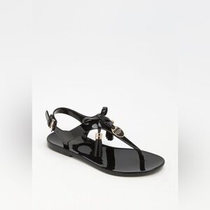 Coach Helma Black Jelly Tasseled Logo Sandals Size 6B GUC
